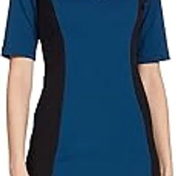 amazon brand - symbol Women's Crepe Bodycon One Piece Midi-Lenght Dress (with Color Block)-picture-21