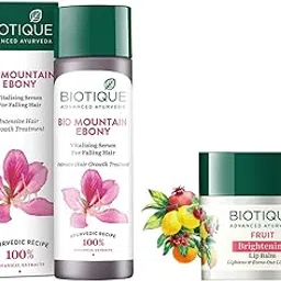 Biotique Bio Fruit Whitening Lip Balm, 12g And Biotique Bio Mountain Ebony Vitalizing Serum For Falling Hair Intensive Hair Growth Treatment, 120ML-picture-46