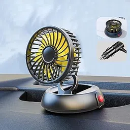 STHIRA® Foldable Car Fan 12 Volt Hi Speed for Cigarette Lighter 12V USB Fan for Car 3-Speed Small Fan for Face with Switch 360 ° Rotatable Quiet Car Cooling Fan Plug and Go, 1.5m Cable, 11x11x13cm-picture-20