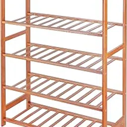 NFI essentials 5 Tier Bamboo Wood Shoe Rack Multipurpose Foldable Rack for Storage Shoes Slipper Chappal Stand Shelf Organizer for Home Kitchen Space Saving Portable Stand-picture-31