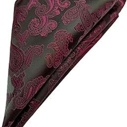 voici France Men's Pocket Squares Paisley Design Satin Microfiber Fabric Coat Rumaal Free Size (Burgundy)-picture-34
