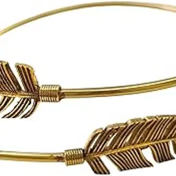 Fuschianet Accessories Gold Plated Bohemian Feather Leaf Brass Armlet Adjustable for Women and Girls 1 Piece-picture-14