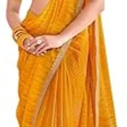 rajeshwar fashion with rf Women's Shimmer Pure Moss Chiffon Silk Saree For Women Stylish| Bandhani Printed Sari | Sequence Embroidery Sadi With Unstitched Blouse Piece-picture-20
