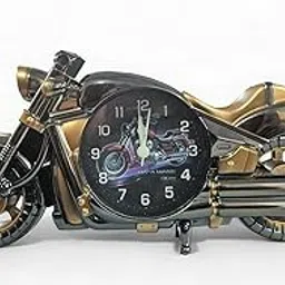 Spiaty Plastic Motorcycle Analog Desk Alarm Clock, Black-picture-12