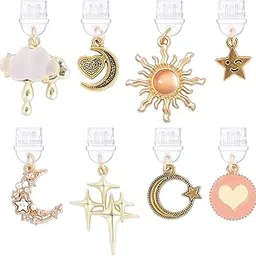 TAKEALOOKO Star Moon Dust Plug Charm - 8 Pcs Pendants for Kindle Type C/USB C Charging Port Protector, Cute Pendant Gift for E-Reader Book Lover Women Teachers Students Accessories, Alloy Steel, No-picture-14