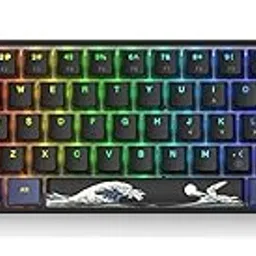 COSTOM WK61 PRO 60% Keyboard with QMK, Black Kanagawa Wired Mechanical Gaming Keyboard with RGB Backlit Strap, PBT Pudding Anime Keycaps, Red POM Linear Switch-picture-19