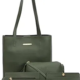 bagsy malone Women's Vegan Leather Stylish Tote Bag Pack of 5 | Ladies Purse Handbag (Green)-picture-12
