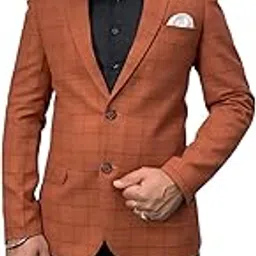 gargian Men's Single Breasted Solid Regular Fit Polyviscose Blend Blazer-picture-44