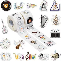 OSINE Music Vinyl Roll Stickers - 1000 Pieces with 16 Cute Patterns Music Note Guitar Motivational Self Adhesive Stickers for Teacher Reward Party Favor Window-image-13