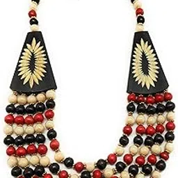 dca Multicolor Wood Women Necklace (Black-Maroon)-picture-37