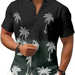 hmkm Nareli Print Cotton Multi-Coloured Short Sleeve Button Down Beach Outfits for Men Shirt-picture-58