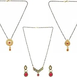 efulgenz Traditional Ethnic Mangalsutra Pendant with Chain for Women (Pack of 3)-picture-55