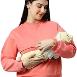 true shape Maternity Tops for Mothers with Zip | Stylish Printed Sweatshirt with Concealed YKK Zipper in Knitted Fleece for Pre & Post Pregnancy-picture-20