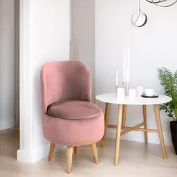 JUMBO CRAFTS Velvet Ottoman Pouffes Chair Sitting Puffy Stool for Living Room Dressing Table Pouf Chair Sofa Type for Office Home Decor - Pink-picture-18