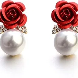 shining diva fashion AAA Quality Latest Floral Gold Plated Pearl Earrings For Women & Girls-picture-17