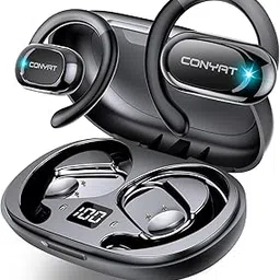 Conyat Open Ear Headphones, Ultra-Comfort Open Ear Earbuds, HD Stereo Sound Over Ear Earphones for Workouts, Black image 1