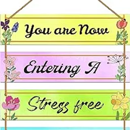 Set Of 4 You Are Entering A Stress Free Zone" Wall Hanging Mdf Decorative Wall Art For Living Room | Bedroom | Home D Cor | Office | Gift Plaques (10134Wh)-image-0