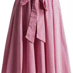 mrugneni Gingham Front Tie Knee Length Skirt - 25 inches-picture-25