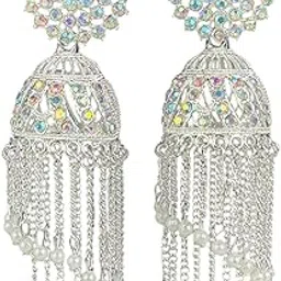 Elegant Artificial Silver Jhumka Earrings – Traditional Indian Jewelry for Women-picture-34