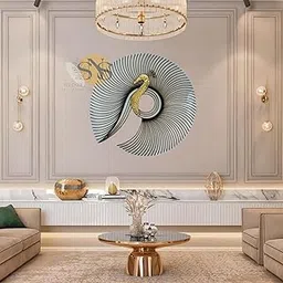 SNS DECOR Metal Peacock Wall Art Decorations | Perfect 3D Wall Sculpture For Living Room, Bedroom, Drawing Room & Office (Golden, Size:32x30inch)-picture-13