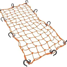 15"x30" PowerTye Mfg Large Cargo Net featuring 10 Adjustable Hooks & Tight 2"x2" Mesh, Orange-picture-28