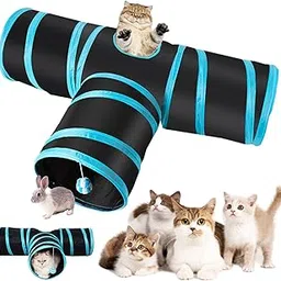 Futurekart Cat Tunnel Kitten Dog Rabbits Cat Interactive Toy Play Toy Foldable Pet Cat Toy With Ball Tunnel (3 Way, Dark Blue),For Kids-picture-26