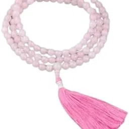Attractive Look Love Stone Mala रोज क्वार्ट्ज़ माला Rose Quartz Mala Original Certified Jaap Mala 108 Beads Original Rose Quartz Clear Quartz Crystal Mala गुलाबी स्फटिक की माला ओरिजनल Sparkable-image-2