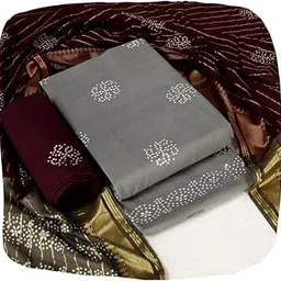 satspirited Women's Rajasthani Jaipuri Cotton Battik Print Hand Dyed Ethnic Daily Festival Office Suits Set Dress Material with Pure Cotton Gold Design Dupatta image 1