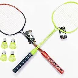 VINOX Badminton-Racket, Set of with Feather Shuttles, 6 Pieces Combo. (Green-red)-picture-43