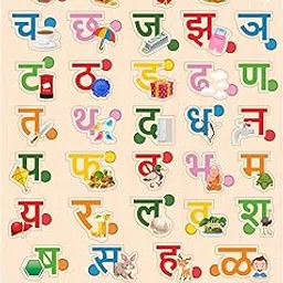 Webby Wooden Marathi Alphabets Montessori Educational Pre-School Puzzle Toy for Kids-image-14