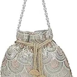 metro Women Ethnic/Wedding Fabric Soft Body Dori closure Embroidered Handbags with-picture-35