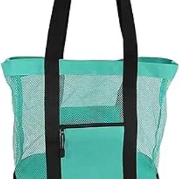 UJEAVETTE Jumbo Carrying Bag Beach Mesh Picnic Tote Bag Trim Beach Reusable Green-image-25
