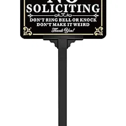 No Soliciting Sign for House with Stake - Adjustable Height - 12 x 8 Inch/37 Inch High - 50-mil Thick Aluminum -Metal No Soliciting Yard Sign for Home/Front Door and Business (Rectangle-Gold-picture-16