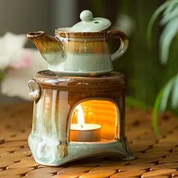 ExclusiveLane Studio Pottery Ceramic Scented Oil Burner Aroma Diffuser and Tealight Candle Holder for Home Fragrances Humidifiers (11.4 x 10.9 x 15 cm)-picture-21