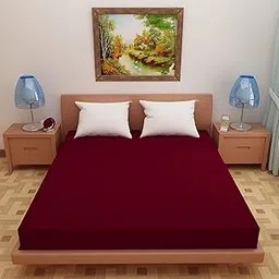 Lithara Terry Cotton Fitted Mattress Protector for King Size Bed | Waterproof & Elastic Band | Ultra Soft & Hypoallergenic Mattress Cover | Size : 72 x 80 Inches (6 x 6.67 Feet) | (Maroon)-image-13
