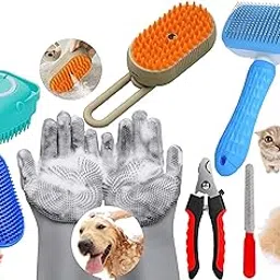 6-in-1 Pet Grooming Combo for Dogs & Cats | Bathing Brush, Silicone Shampoo Dispenser, Deshedding Glove, Slicker Brush, Nail Clipper & File | Complete Pet Cleaning, Bathing & Shedding Care Kit-picture-20