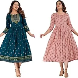 Women's Printed Rayon Anarkali Maternity Feeding Kurti with Zipper for Pre and Post Pregnancy-image-2