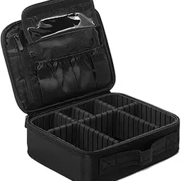 Casakit Nylon Makeup Organizer Bag for Women,Girls & Bride Travel Cosmetic Kit Storage Organiser Toiletry Vanity Box with Adjustable Compartment for Women Beauty Tools Accessories Case-image-78