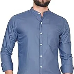 voroxy Chinese Collar Shirt for Men Plain Shirt for Man Cotton Formal Branded Casual Regular Fit Solid Shirts for Mens Full Sleeves with Spread Collar Wear as Office-picture-12