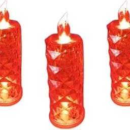 LED Artificial Flame Candle Light (Set of 3, Red) | Battery Operated Decorative Lamp for Diwali, Home Decor, Temple, Parties & Gifting | Flickering Flame Effect Night Light-picture-17