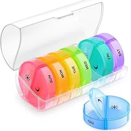 Rabbonix Portable Medicine Organizer Box Tablets Container Case Travel Pill Box For 07 days | Clear Multicolor | 01 Pcs-picture-29