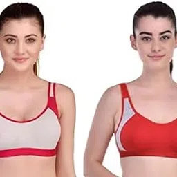 Combo Women Super Cotton Elastane Active Bra | Wirefree | Non Padded | Full Coverage Slip-On with Wider Straps | Sport Bra(Pack of 2)-image-95