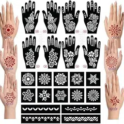 Apcute mandala mehendi stencil for hand Combo Pack of 22 pieces, mehndi stencil stickers tattoo for Hands, Wrist, Stencils for Women, Girls and Kids, Easy to Use in 4 Steps, 22p-S-268-image-91