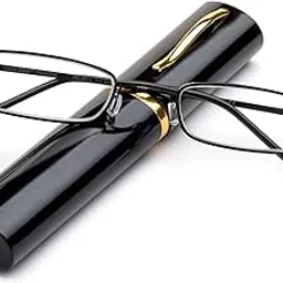 AEC Newbee Fashion - Slim Compact Light Weight Spring Temple Reading Glasses Portable Aluminum Case (+1.75, Black)-picture-61