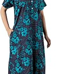 the indigo affair The Indigo Afair Women's 100% Cotton Nighty Regular with Blue Floral Print VC00102-picture-58