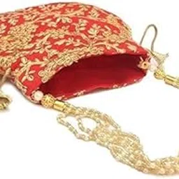 Rajasthani Style Royal Clutch Silk Batwa Bag Wristlets Ethnic Potli for Women-image-19