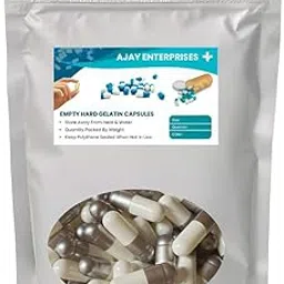 Ajay Enterprises Empty Gelatin Capsules SIZE 0 (500 MG) (PACK OF 1000) (SILVER- WHITE, SIZE 0 (500 MG))-picture-28