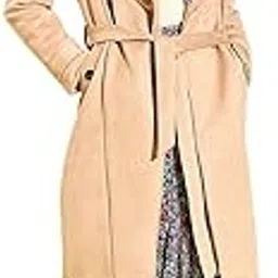 poshbery Beige Coat with Waist Tie-up Belt and Pocket Details.-picture-22