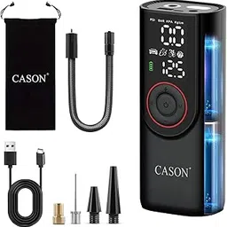 Cason Portable 3.0 Tyre Inflator for Car,Bike & Cycle,2 X Faster Inflation Air Pressure Pump for Car Tyre,6000 mAH Battery,150 PSI,with Powerbank & 12V Portt,Tubeless Tyre Air Inflator(Black)-picture-17