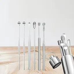 6-in-1 Ear Wax Cleaner - Resuable Ear Cleaning Tools with Aluminum Tube - Ear Pick Wax Remover Tool Kit with Ear Curette Cleaner and Spring Ear Buds Cleaner Fit in Pocket Great for Traveling-image-88